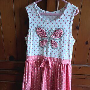 EUC Flapdoodles sz. 10 Sleeveless Polka Dot Glitter Butterfly Contrast Dress